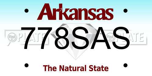 778SAS Arkansas License Plate