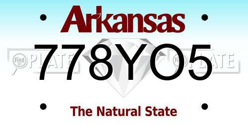 778YO5 Arkansas License Plate