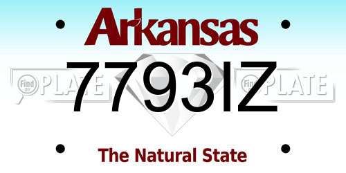 7793IZ Arkansas License Plate