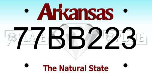 77BB223 Arkansas License Plate