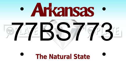 77BS773 Arkansas License Plate