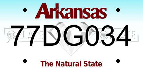 77DG034 Arkansas License Plate