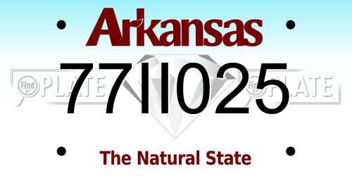 77II025 Arkansas License Plate