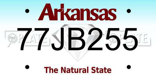 77JB255 Arkansas License Plate