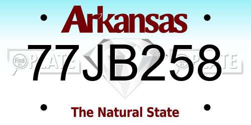 77JB258 Arkansas License Plate