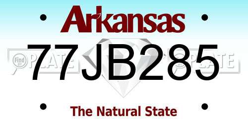 77JB285 Arkansas License Plate