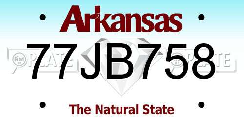 77JB758 Arkansas License Plate