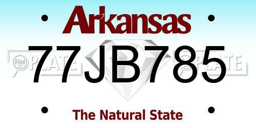 77JB785 Arkansas License Plate