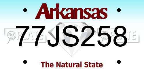 77JS258 Arkansas License Plate