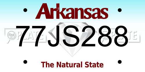 77JS288 Arkansas License Plate