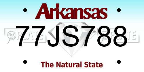77JS788 Arkansas License Plate