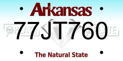 77JT760 Arkansas License Plate