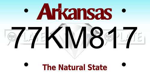 77KM817 Arkansas License Plate