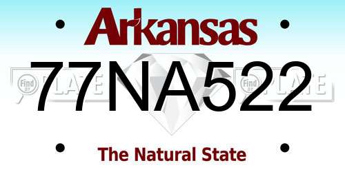 77NA522 Arkansas License Plate