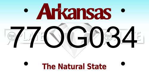 77OG034 Arkansas License Plate
