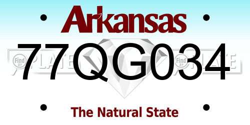 77QG034 Arkansas License Plate
