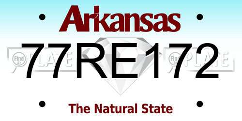 77RE172 Arkansas License Plate