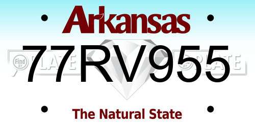 77RV955 Arkansas License Plate