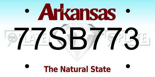 77SB773 Arkansas License Plate
