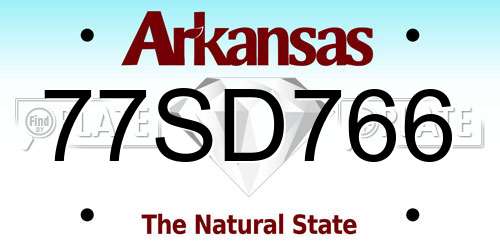 77SD766 Arkansas License Plate
