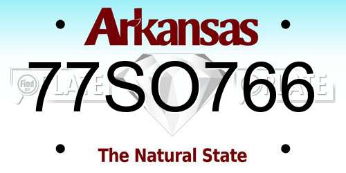 77SO766 Arkansas License Plate