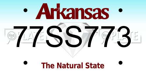 77SS773 Arkansas License Plate