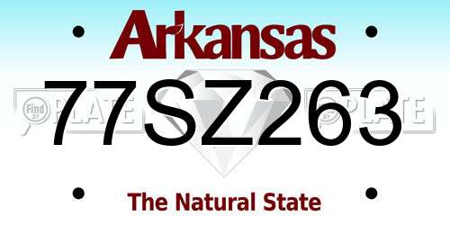 77SZ263 Arkansas License Plate