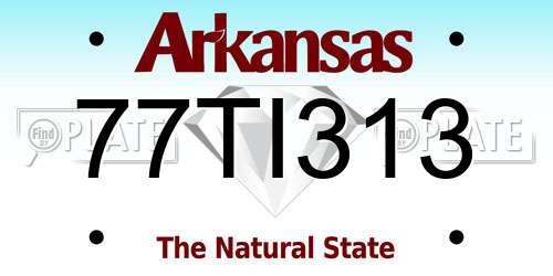 77TI313 Arkansas License Plate