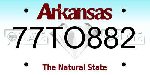 77TO882 Arkansas License Plate