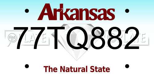 77TQ882 Arkansas License Plate
