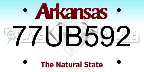 77UB592 Arkansas License Plate