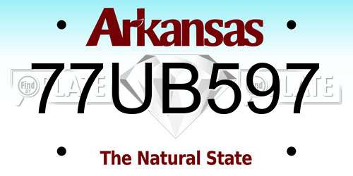 77UB597 Arkansas License Plate
