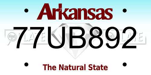 77UB892 Arkansas License Plate