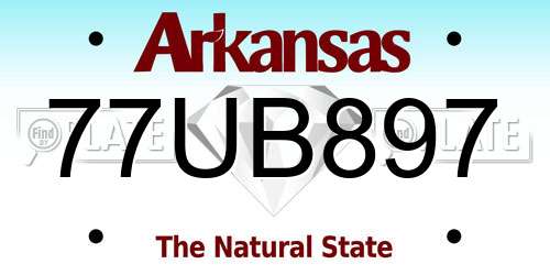 77UB897 Arkansas License Plate