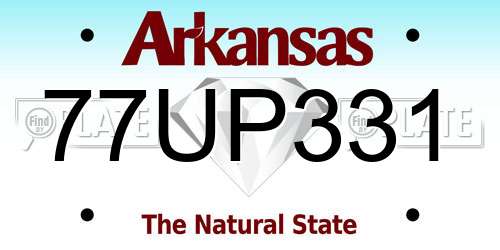 77UP331 Arkansas License Plate