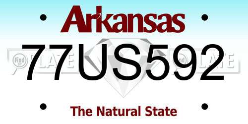 77US592 Arkansas License Plate