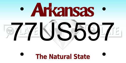 77US597 Arkansas License Plate