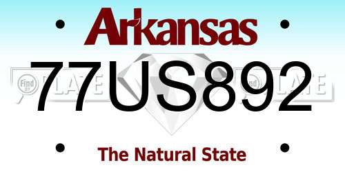77US892 Arkansas License Plate