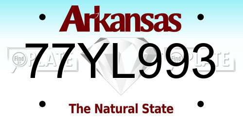 77YL993 Arkansas License Plate