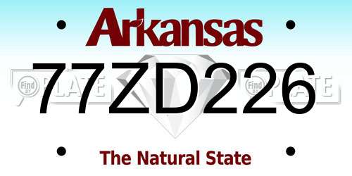 77ZD226 Arkansas License Plate