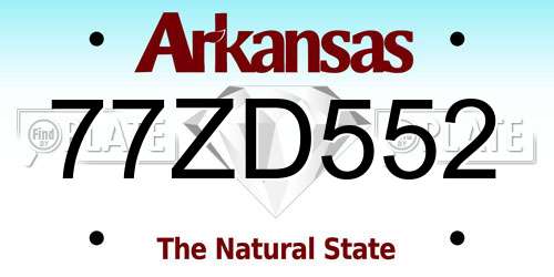 77ZD552 Arkansas License Plate