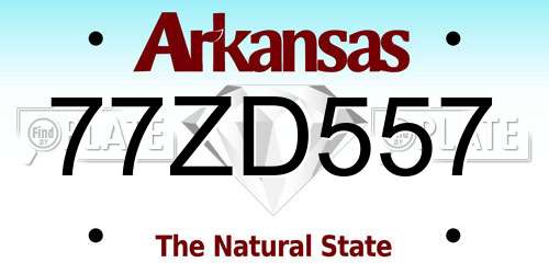 77ZD557 Arkansas License Plate