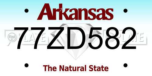 77ZD582 Arkansas License Plate