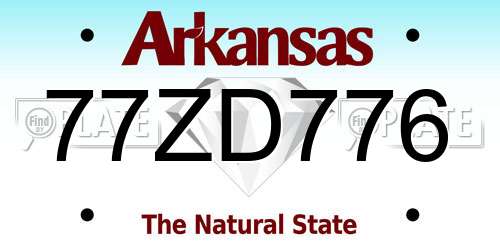 77ZD776 Arkansas License Plate