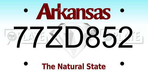 77ZD852 Arkansas License Plate