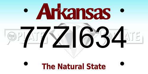 77ZI634 Arkansas License Plate