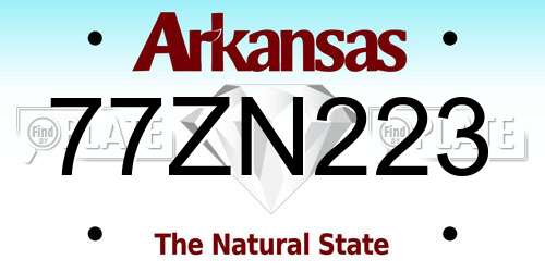 77ZN223 Arkansas License Plate