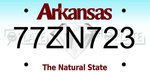 77ZN723 Arkansas License Plate