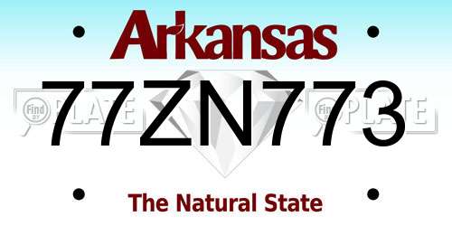 77ZN773 Arkansas License Plate