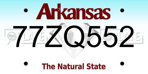 77ZQ552 Arkansas License Plate